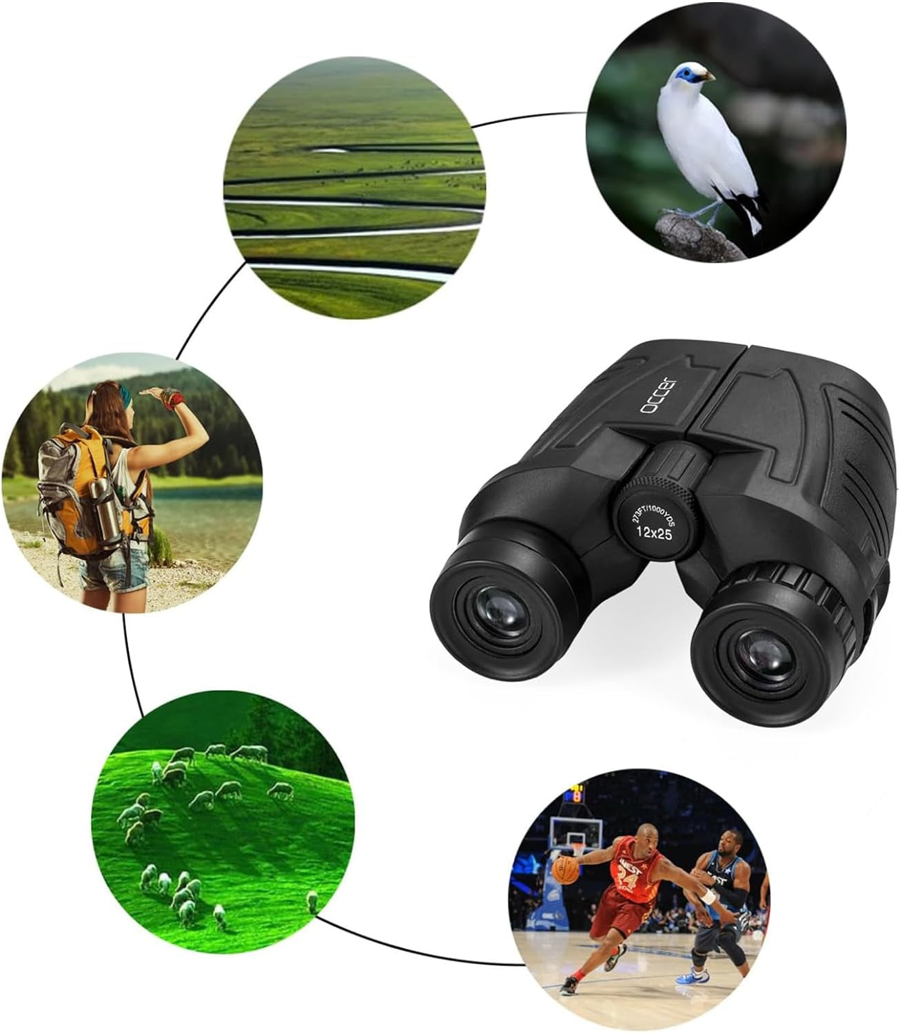 12X25 Compact Binoculars for Adults and Kids