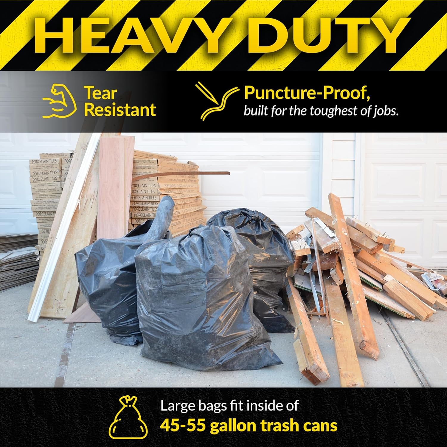 Contractor Trash Bags 55 Gallon Heavy Duty 