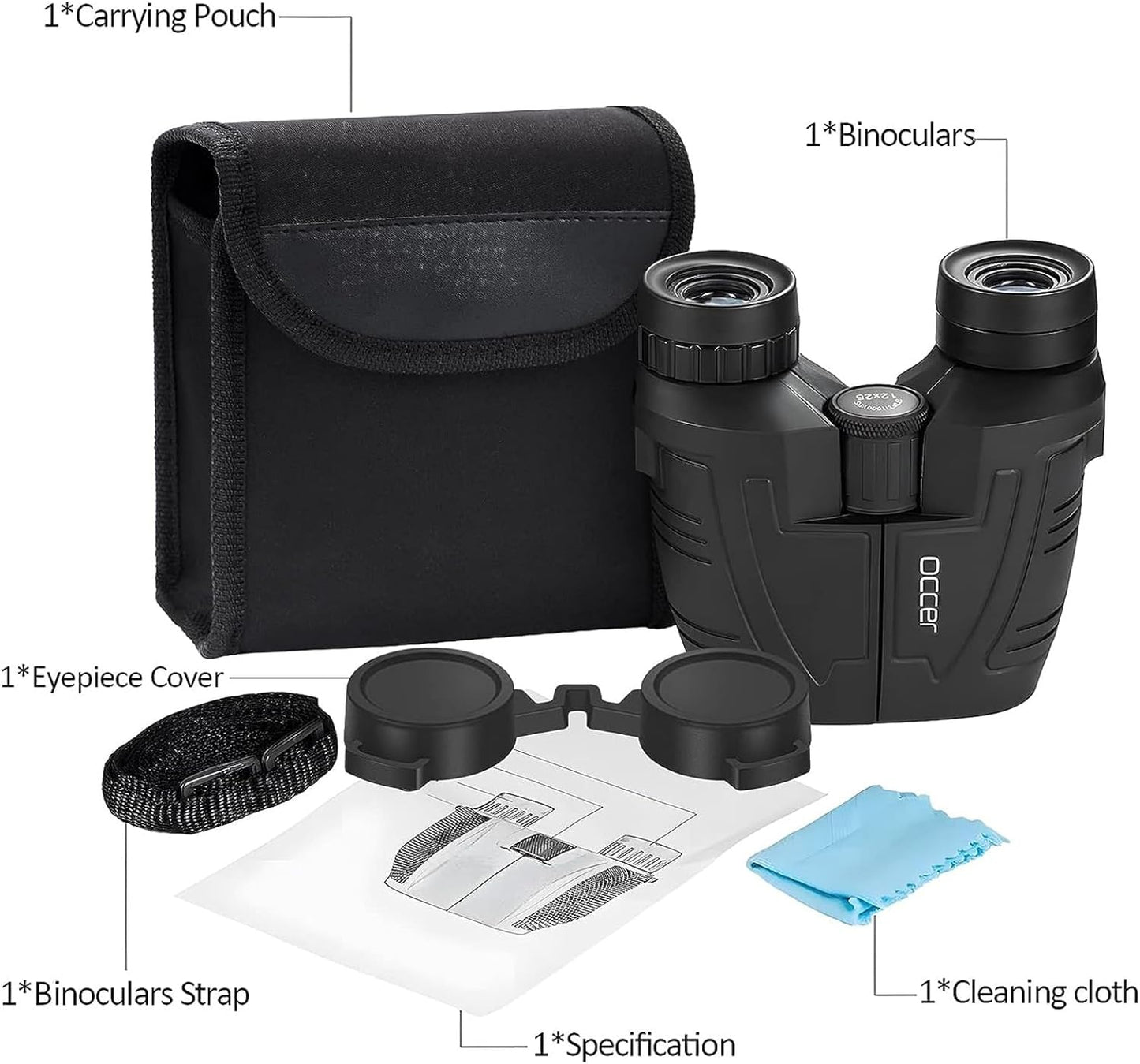 12X25 Compact Binoculars for Adults and Kids